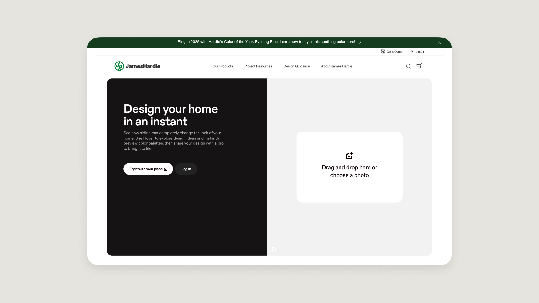 A screen showing Hover Design embedded on a partner website.