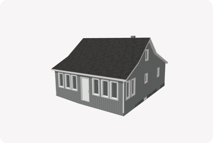 Model of a small, simple structure with just one floor.