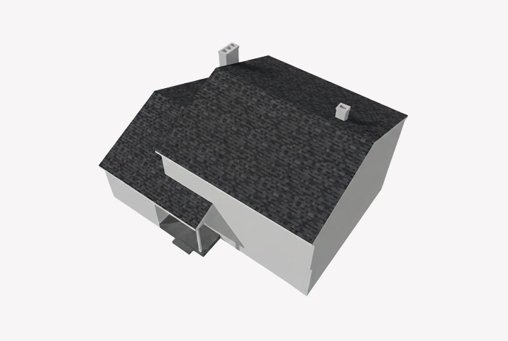 The roof of a small, simple structure with just one floor.