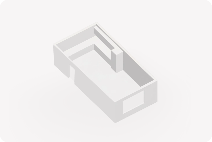 Model of a simple floor plan showing one large room.
