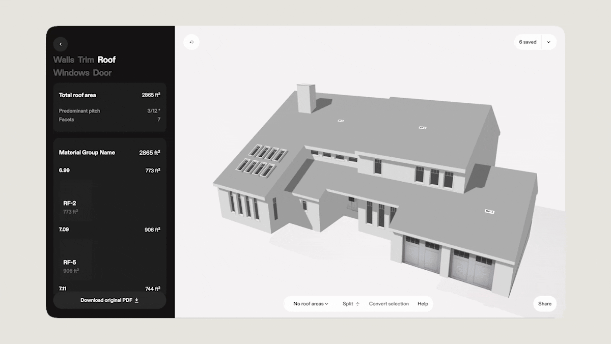 An animated GIF showing 3D measurements in Hover