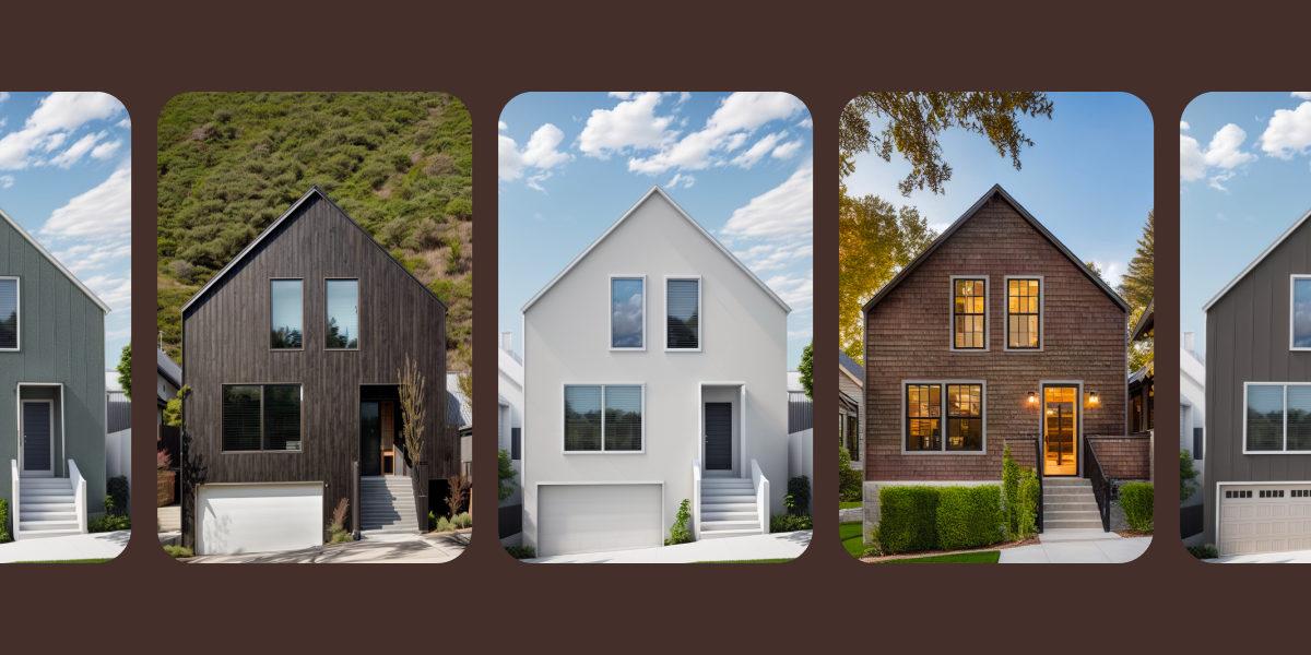 row of house designs made with hover