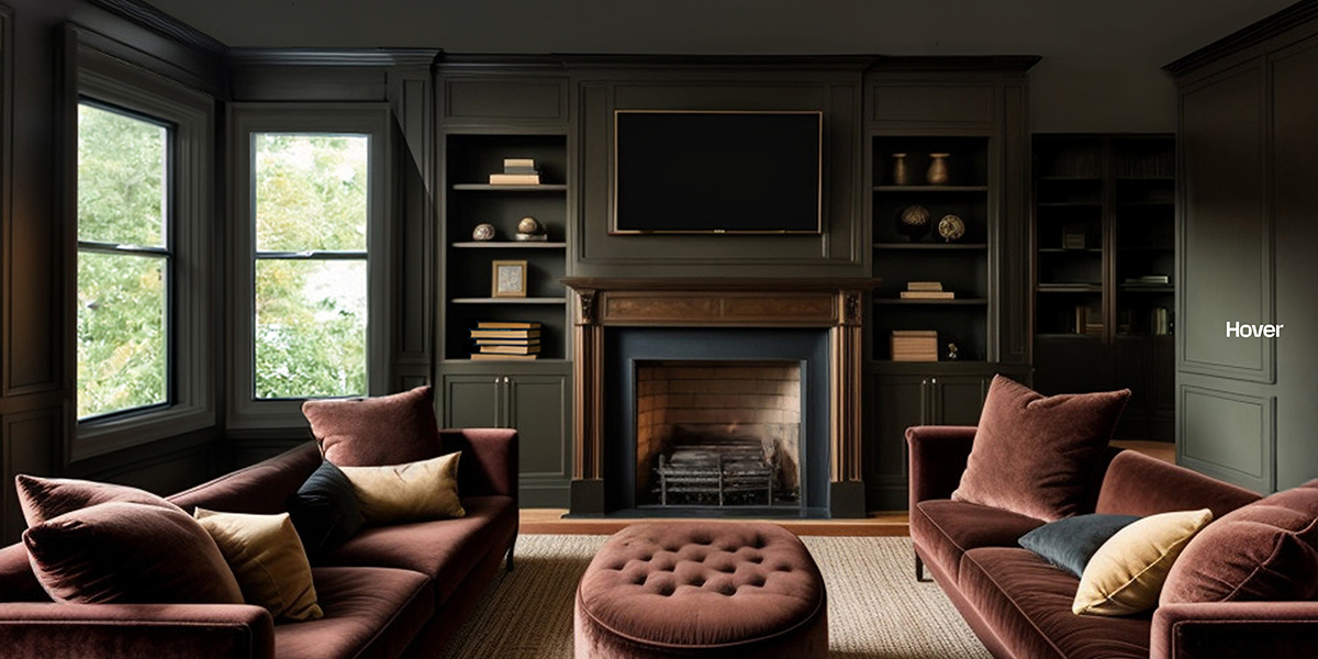 hover modern gothic living room